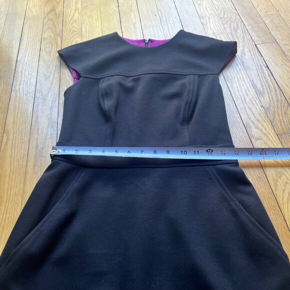 Shoshanna Size 8 Black Cap Sleeve Round Neck Knee Length Dress - Picture 8 of 13